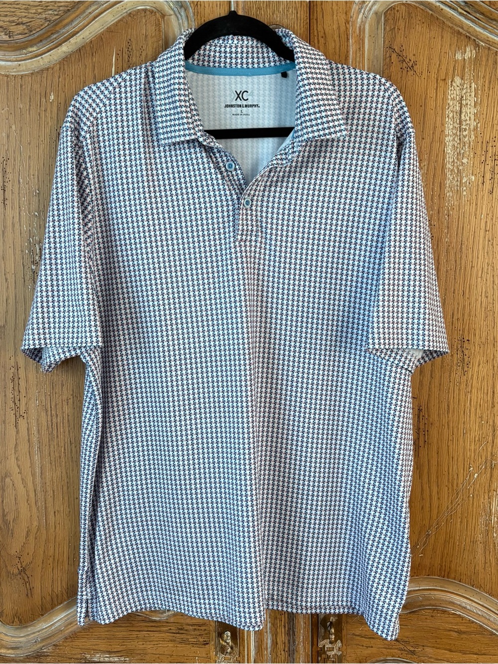 Johnston & Murphy XC4 Polo Shirt Mens Large L Blue White
Micro Houndstooth Golf